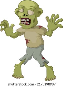 Scary zombie cartoon on white background