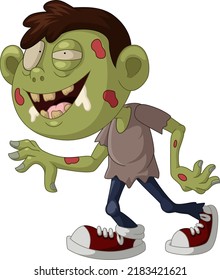Scary zombie cartoon on white background