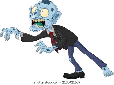 Scary zombie cartoon on white background