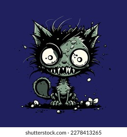 Scary Zombie Cat Vector Illustration