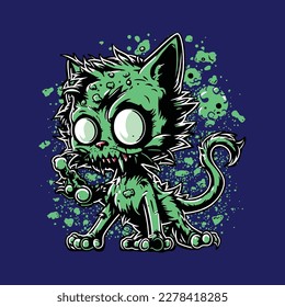 Scary Zombie Cat Vector Illustration