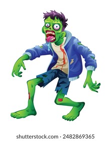 Scary zombie character illustration. Vector cartoon isolated on white background