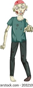 Scary zombie character on white background illustration