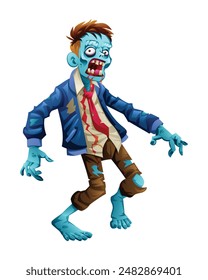 Scary zombie character. Vector cartoon illustration isolated on white background