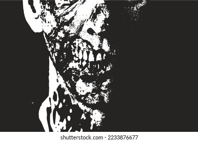 scary zombie ghost face poster graphic vector illustration with shilouet imprint concept