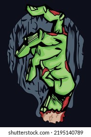 Scary zombie hand illustration, Halloween scary hand Vector