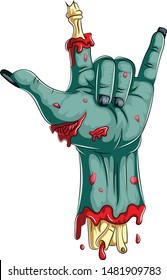 Scary zombie hand isolated on white background