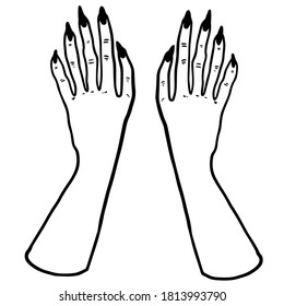 Scary zombie hands. Halloween. Vector clip art illustration with simple gradients. Each on a separate layer. Vector Halloween icons set isolated on a white background.