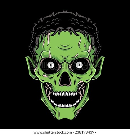 SCARY ZOMBIE HEAD VECTOR ILLUSTRATION