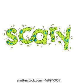 Scary. Zombie lettering. Living dead typography. Bright green stylish zombies alphabet. Halloween ABC grimy element in the vector. Hand drawn letters isolated on white background.
