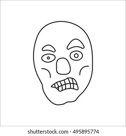 Scary zombie mask sign line symbol icon on background