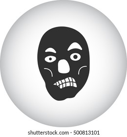 Scary zombie mask sign silhouette symbol icon on background