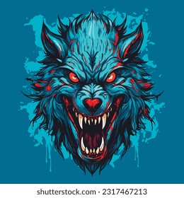 scary zombie monster wolf head logo cartoon vector illustration