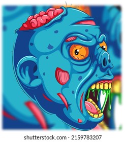 scary zombie with open mouth