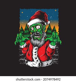 scary zombie santa vector character