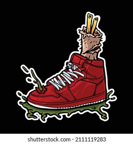 scary zombie shoes logo sticker illustration