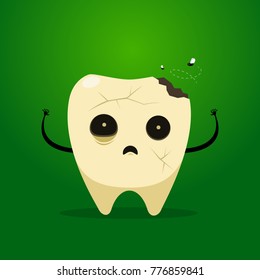 The scary zombie tooth. Isolated Vector Illustration