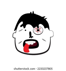 Schreckliche Zombie- und Vampirgesichte. Cartoon-Vektorgrafik.