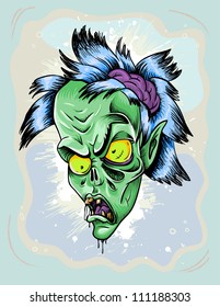 Scary zombie woman. Vector poster