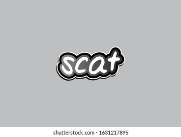 scat text illustration template design with black white concept