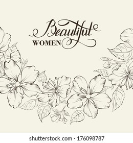 Scatch of spring sakura. Vector illustration.