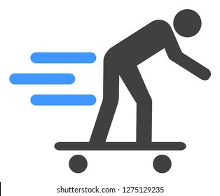 Scate roller man vector icon symbol. Flat pictogram is isolated on a white background. Scate roller man pictogram designed with simple style.