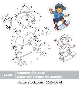 Scateboarding. Dot to dot educational game for kids.