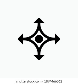 Scatter Arrows Icon. Maximize, Circular Arrow Symbol - Vector Logo Template. 