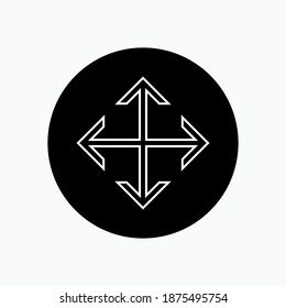 Icono de Flechas de dispersión. Maximizar símbolo de flecha circular - Plantilla de logotipo vector. 