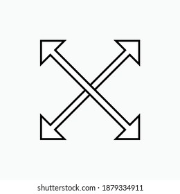 Icono de Flechas de dispersión. Maximizar símbolo de flecha circular - Plantilla de logotipo vector. 