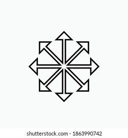 Scatter ArrowsIcon. Símbolo de flecha circular - Plantilla de logotipo vectorial