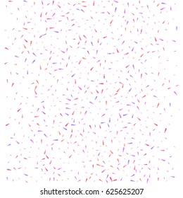 Scatter background made of exclamation marks  on white background. Exclamation marks in pink and purple tones. Vector illustration.