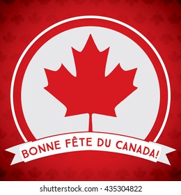 Scatter Canada Day maple leaf card in vector format. Translation: 'Happy Canada Day"