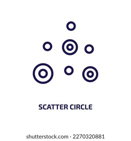 scatter circle icon from user interface collection. Thin linear scatter circle, arrow, circle outline icon isolated on white background. Line vector scatter circle sign, symbol for web and mobile