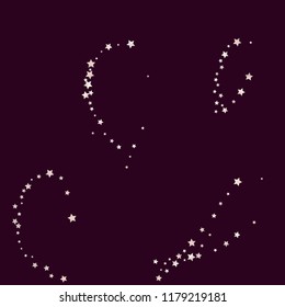 Scatter of colored stars forming drops. Isolated gradient stellar elements. Pale pink blue pearl nacre shine. Festive iridescent holographic shine vector template for decoration