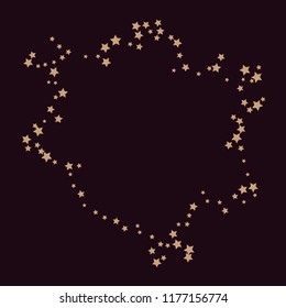 Scatter of colored stars forming a flower contour. Isolated gradient celestial elements. Brass metallic gloss. Holiday celebration luminous glossy vector template for celebration decoration.