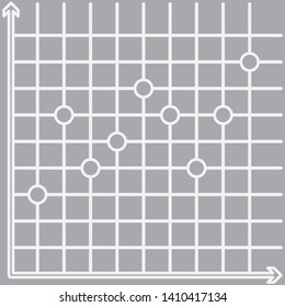 Scatter diagram with axis lines and dots on gray color graph paper vector illustration for business and education