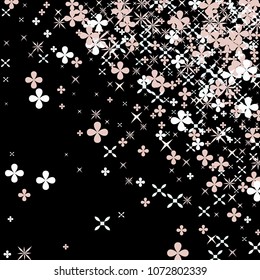 Scatter of floral elements. Decorative summer flowers background. Spring Blossom Confetti Vector illustration for Celebration decoration, paper packaging, textile design.