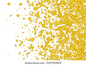 Scatter Gold Finance Vector White Background. Metal Currency Abundance Card. Shiny Coin Certificate. Rich Cash Magazine.