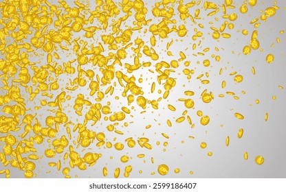 Scatter Metal Coin Vector Gray Background. Golden Dollar Casino Template. Gold Cash Banner. Fall Currency Certificate.