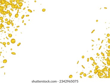 Scatter Metal Jackpot Vector White Background. Gold Dollar Cartoon Card. Shiny Finance Certificate. Flying Money Cover.