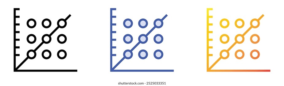 ícone de dispersão do gráfico. Design de estilo linear, preenchimento azul e gradiente isolado em plano de fundo branco