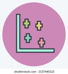 Scatter Plot II Icon in trendy color mate style isolated on soft blue background