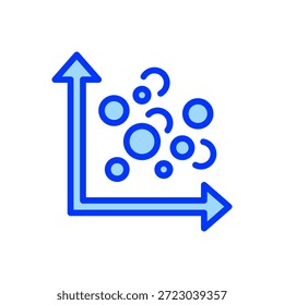 Ícone de Linha de Dispersão, Símbolo de Estrutura de Tópicos para Distribuição de Dados, Correlação Estatística, Pesquisa Variável, Análise Científica e Visualização de Padrões. Ícone de sinal vetorial.