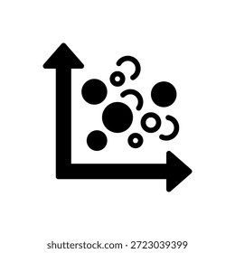 Ícone de Linha de Dispersão, Símbolo de Estrutura de Tópicos para Distribuição de Dados, Correlação Estatística, Pesquisa Variável, Análise Científica e Visualização de Padrões. Ícone de sinal vetorial.