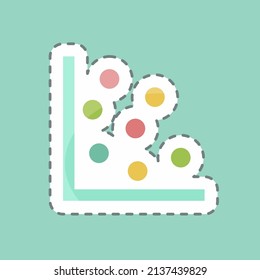 Scatter Plot I Sticker in trendy line cut isolated on blue background