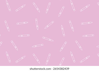 Nahtloses Muster mit weißem Stift im Linienstil auf rosafarbenem Hintergrund zum Umhüllen verwenden. Briefpapier, wiederholter Hintergrund