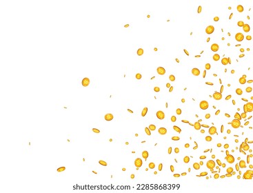 Scatter Shiny Coin Vector White Background. Golden Jackpot Fall Magazine. Metal Cash Certificate. Flow Confetti Poster.