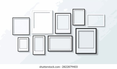 Scattered abstract geometric puzzle pieces with clean white background showing random arrangement