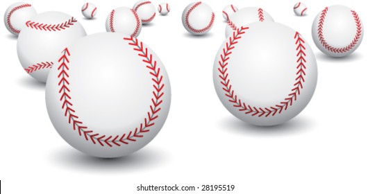 scattered baseballs